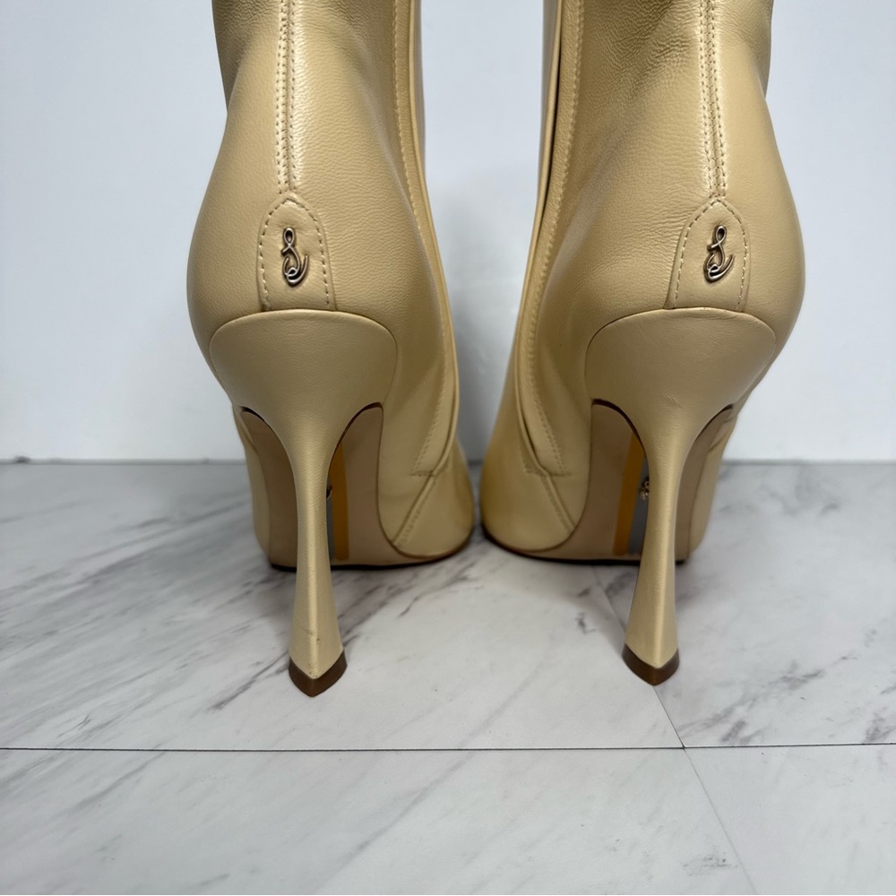 Sam Edelman Ella Pointy Toe Eggshell Leather Bootie 8 1/2 M - Picture 4 of 16